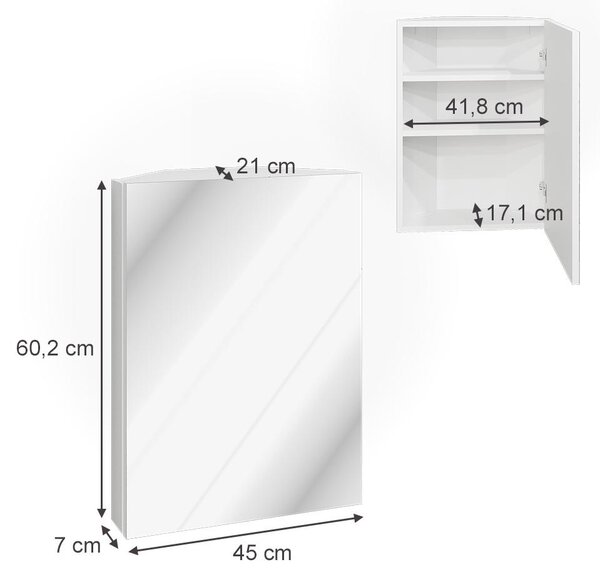 Koupelnová zrcadlová skříňka Vicco Anka Bílá 45 x 60.2 cm, Model 68306
