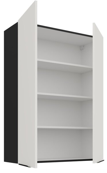 Vysoká horní kuchyňská skříňka LUNARA - šířka 80 cm, bílá / černá