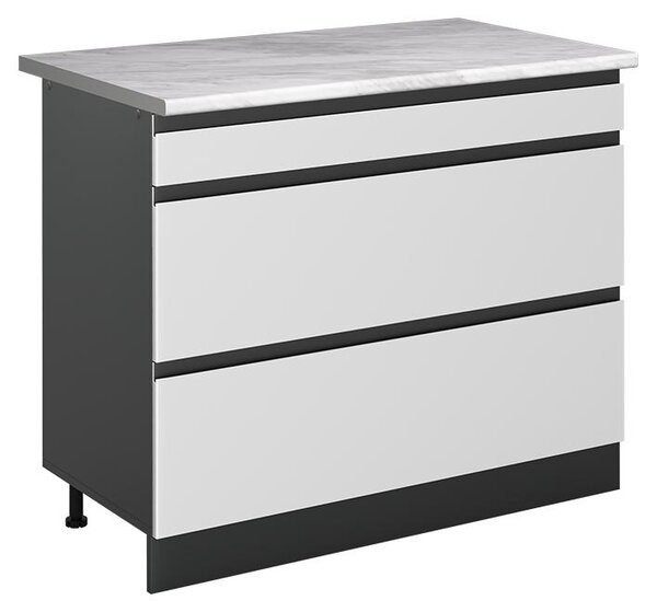 Spodní skříňka kuchyňské linky Vicco R-Line Bílá/Antracit 100 cm pracovná doska Mramor, Model 71569