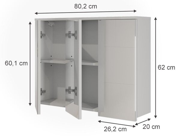 Koupelnová zrcadlová skříňka Vicco Ruben Bílá/Řemeslný dub 80.2 x 62 cm, Model 62908