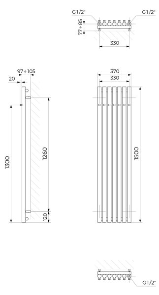 Oltens Stang koupelnový radiátor designově 150x37 cm bílá 55028000