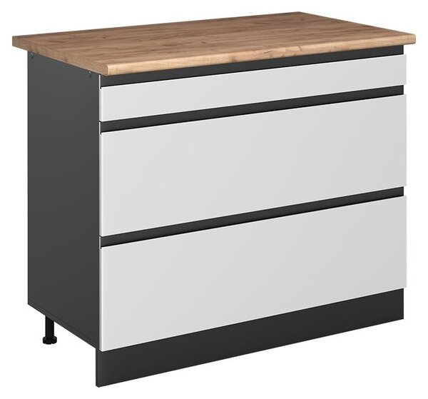 Spodní skříňka kuchyňské linky Vicco R-Line Bílá/Antracit 100 cm pracovná doska Dub Goldkraft, Model 71568