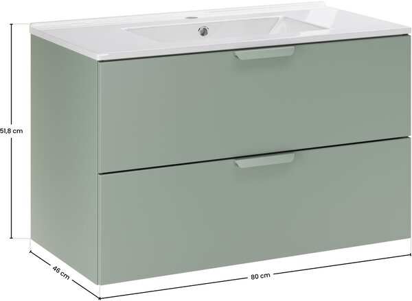 Sada umyvadlo Comad Lava UM-CFP LAVA 80D DP, skříňka Comad Aster Green ASTER GREEN 82-80-46-2S