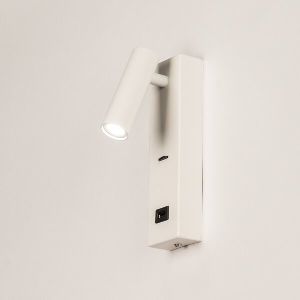 Nástěnné LED svítidlo do ložnice s vypínačem a USB zásuvkou Master White (LMD)