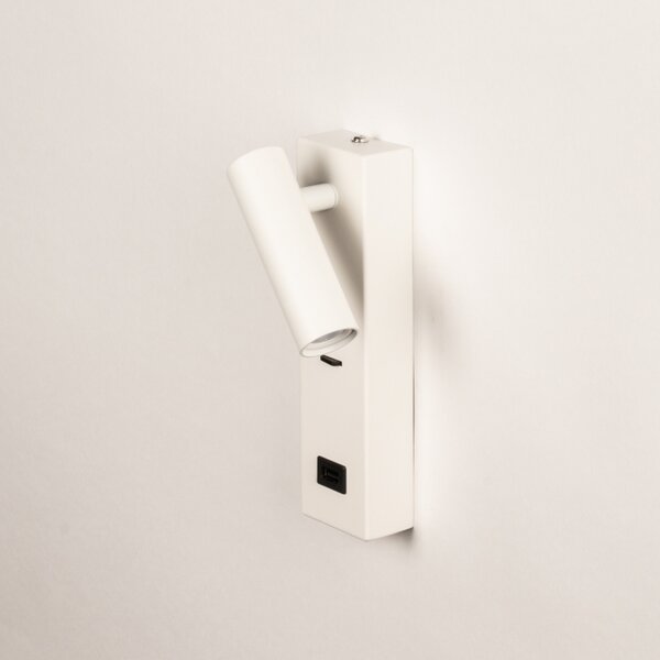 Nástěnné LED svítidlo do ložnice s vypínačem a USB zásuvkou Master White (LMD)