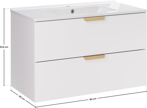 Sada umyvadlo Comad Lava UM-CFP LAVA 80D DP, skříňka Comad Aster White ASTER WHITE 82-80-46-2S