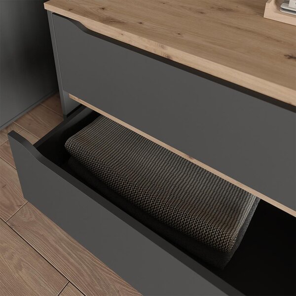Kredenc Vicco Ruben Antracit/Řemeslný dub 80 x 76.6 cm se 3 zásuvkami, Model 62884