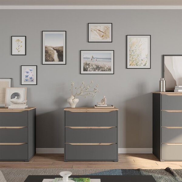 Kredenc Vicco Ruben Antracit/Řemeslný dub 80 x 76.6 cm se 3 zásuvkami, Model 62884