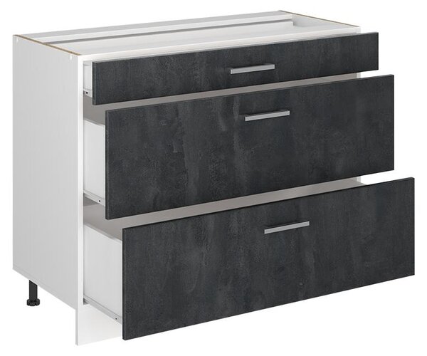 Spodní skříňka kuchyňské linky Vicco R-Line Černý beton/Bílá 100 cm bez pracovní desky, Model 71523