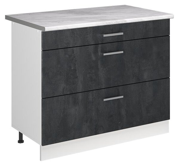 Spodní skříňka kuchyňské linky Vicco R-Line Černý beton/Bílá 100 cm pracovná doska Mramor, Model 71526