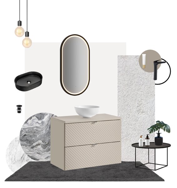 Comad Koupelnová skříňka s deskovým umyvadlem Viva Cashmere 60 kašmír/bílá