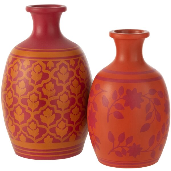 Oranžová keramická váza J-Line Floryn 38 cm