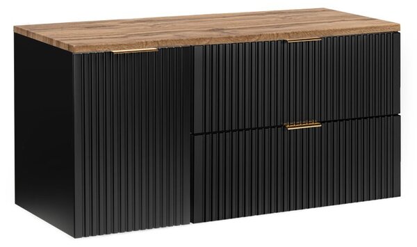 Comad Koupelnová skříňka pod deskové umyvadlo s košem na prádlo Adel Black SET-ADB B WOTAN LB 120 černá/dub wotan