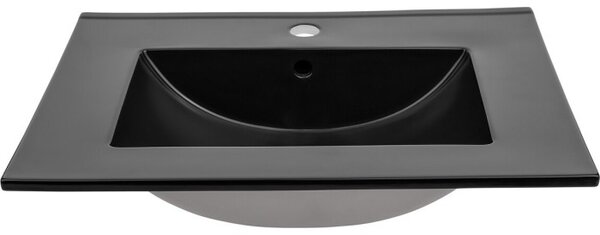 Comad Koupelnová sestava Casad 60 cm se zápustným umyvadlem, skříňkami a zrcadlem černá/dub wotan