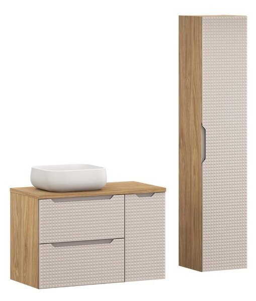 Comad Koupelnová sestava Luxor Beige 90 cm s umyvadlem a skříňkami béžová/dub olejovaný