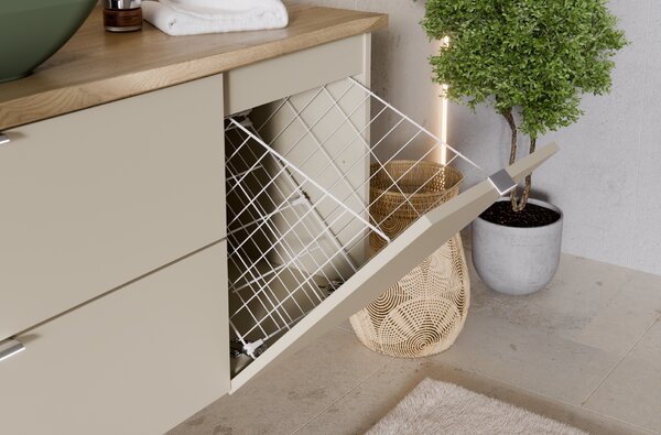 Comad Koupelnová skříňka pod deskové umyvadlo s košem na prádlo set Dalia Cashmere 100 kašmír