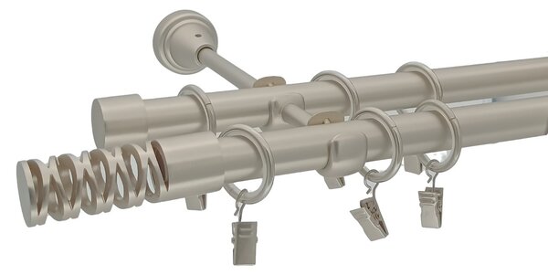 Kovovégarnýže.cz Garnýž Jewel elegance 19 mm matný nikl Varianta jednořadá nebo dvouřadá: Jednořadá, Délka: 120 cm, Uchycení látky: Kroužky s žabkou