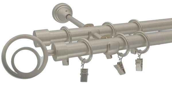 Kovovégarnýže.cz Garnýž Orbio elegance 19 mm matný nikl Varianta jednořadá nebo dvouřadá: Jednořadá, Délka: 200 cm, Uchycení látky: Kroužky s háčky