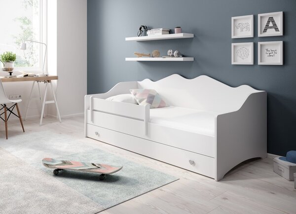 ADRK Postel EMKA Gray, White, CH-Emk-EMMAWHITE-SZ-1680-UCHWYTGray-E076, 160x80 cm s matrací, bílá
