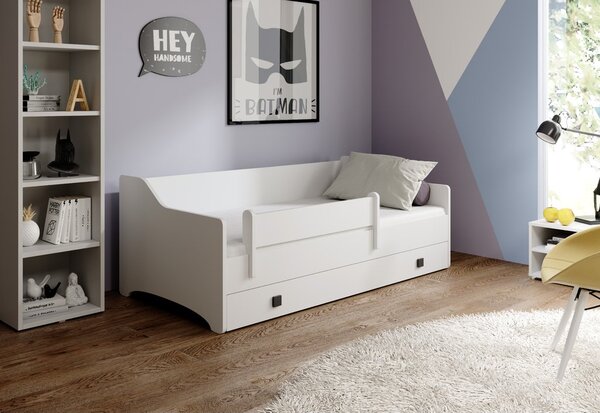 ADRK Postel NAOMI, CH-NAO-160-E1802, 160x80 cm s matrací, bílá/tmavě šedé úchyty