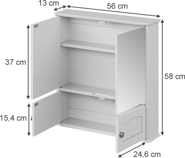 Koupelnová zrcadlová skříňka Vicco Bianco Bílá 56 x 58 cm, Model 57406