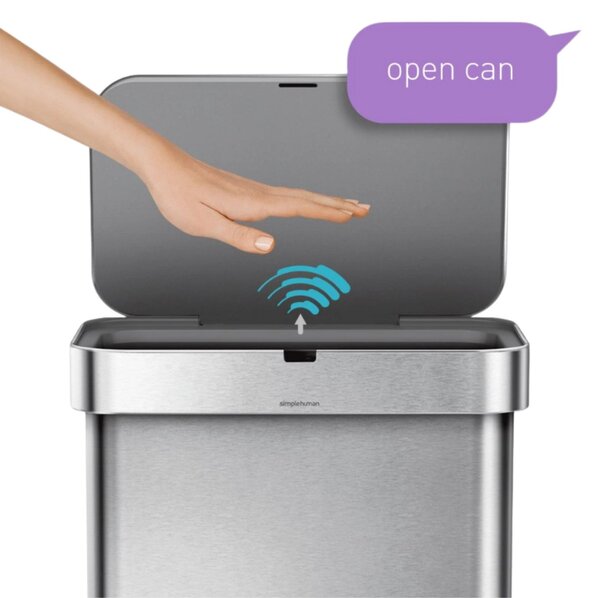 Simplehuman bezdotykový odpadkový koš SENSOR, 58 L, hlasové ovládání, nerezová ocel