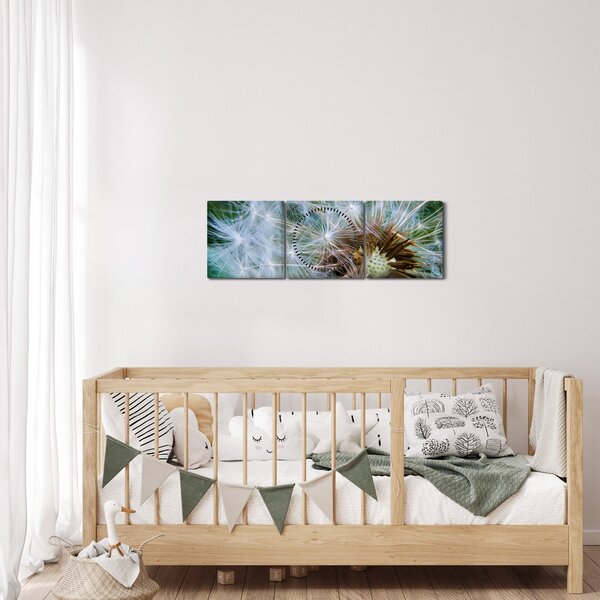 Obraz odkvetlé pampelišky (s hodinami) (90x30 cm)