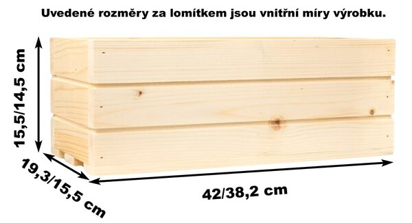 Dřevěný truhlík z masivu - přírodní 40 cm
