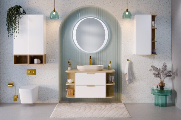 Comad Koupelnová skříňka pod deskové umyvadlo set Aster White 120 bílá/dub cremona
