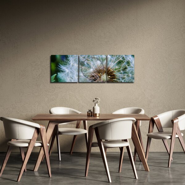 Obraz odkvetlé pampelišky (s hodinami) (90x30 cm)