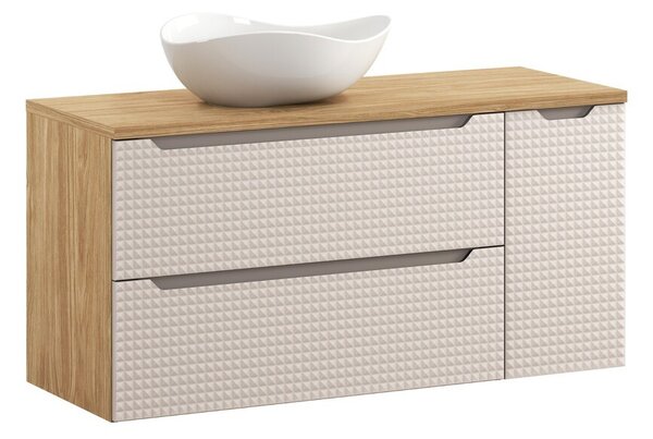 Comad Závěsná skříňka Luxor Beige s deskou a umyvadlem 120 cm béžová/dub olejovaný