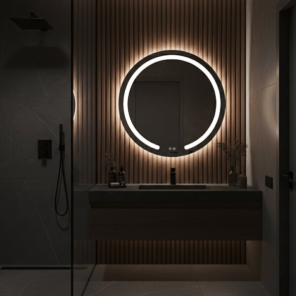 Rea Zrcadlo Modern ⌀90 cm s vyhříváním a regulovatelným LED osvětlením HOM-00907