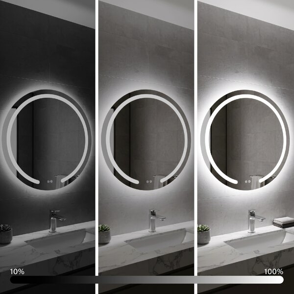 Rea Zrcadlo Modern ⌀50 cm s vyhříváním a regulovatelným LED osvětlením HOM-00903