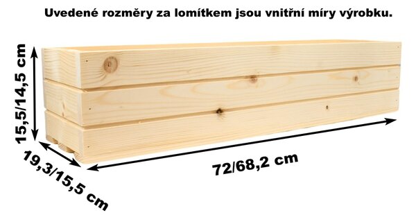 Dřevěný truhlík z masivu - přírodní 70 cm