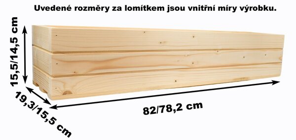 Dřevěný truhlík z masivu - přírodní 80 cm