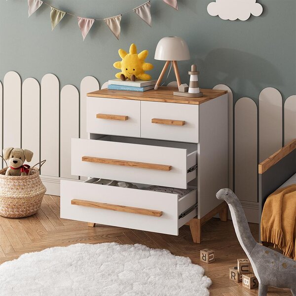 Kredenc Vitalispa Malia Bílá/Artisan 80 x 88 cm se 4 zásuvkami, Model 58365