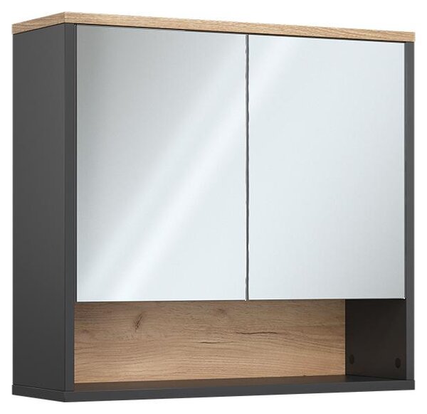 Koupelnová zrcadlová skříňka Vicco Eliza Černá/Dub Viking 70 x 65 cm se 2 dveřmi, Model 66881
