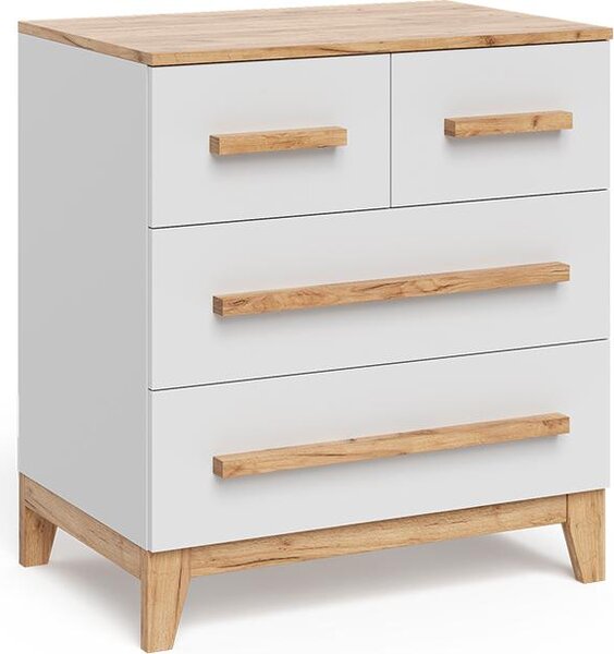 Kredenc Vitalispa Malia Bílá/Artisan 80 x 88 cm se 4 zásuvkami, Model 58365