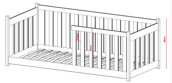 Lano Furniture Dětská postel s ohrádkou Koncept borovice Rozměr (cm): 80x160