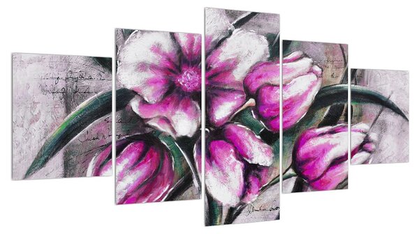 Obraz růžových květů (150x80 cm)