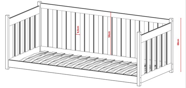 Lano Furniture Dětská postel s ohrádkou Koncept borovice Rozměr (cm): 80x160