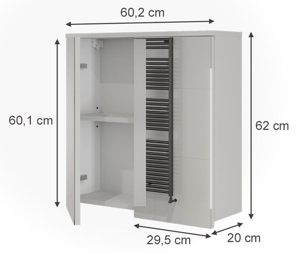 Koupelnová zrcadlová skříňka Vicco Ruben Bílá/Řemeslný dub 60.2 x 62 cm, Model 62906