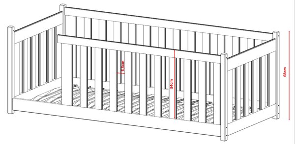 Lano Furniture Dětská postel s ohrádkou Koncept borovice Rozměr (cm): 80x160