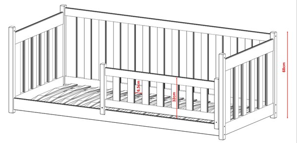 Lano Furniture Dětská postel s ohrádkou Koncept borovice Rozměr (cm): 80x160