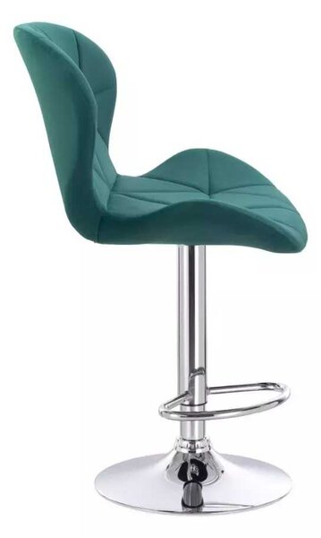 LuxuryForm DESIGN Barová židle LIVIO VELUR na stříbrné kulaté podstavě - zelená