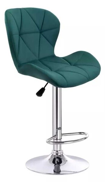 LuxuryForm DESIGN Barová židle LIVIO VELUR na stříbrné kulaté podstavě - zelená