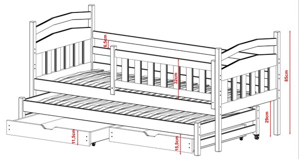 Lano Furniture Dětská rozkládací postel Alexis bílá Rozměr (cm): 80x160