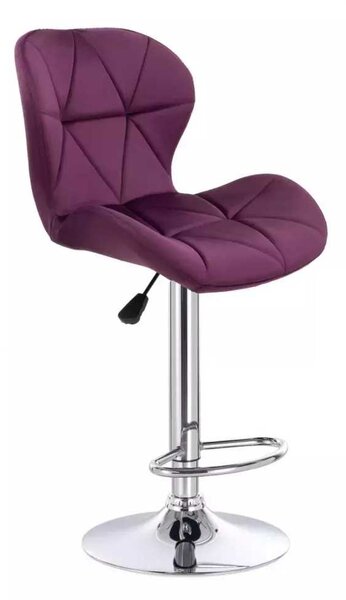 LuxuryForm DESIGN Barová židle LIVIO VELUR na stříbrné kulaté podstavě - fuchsie
