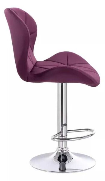 LuxuryForm DESIGN Barová židle LIVIO VELUR na stříbrné kulaté podstavě - fuchsie