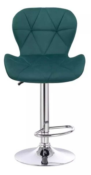 LuxuryForm DESIGN Barová židle LIVIO VELUR na stříbrné kulaté podstavě - zelená